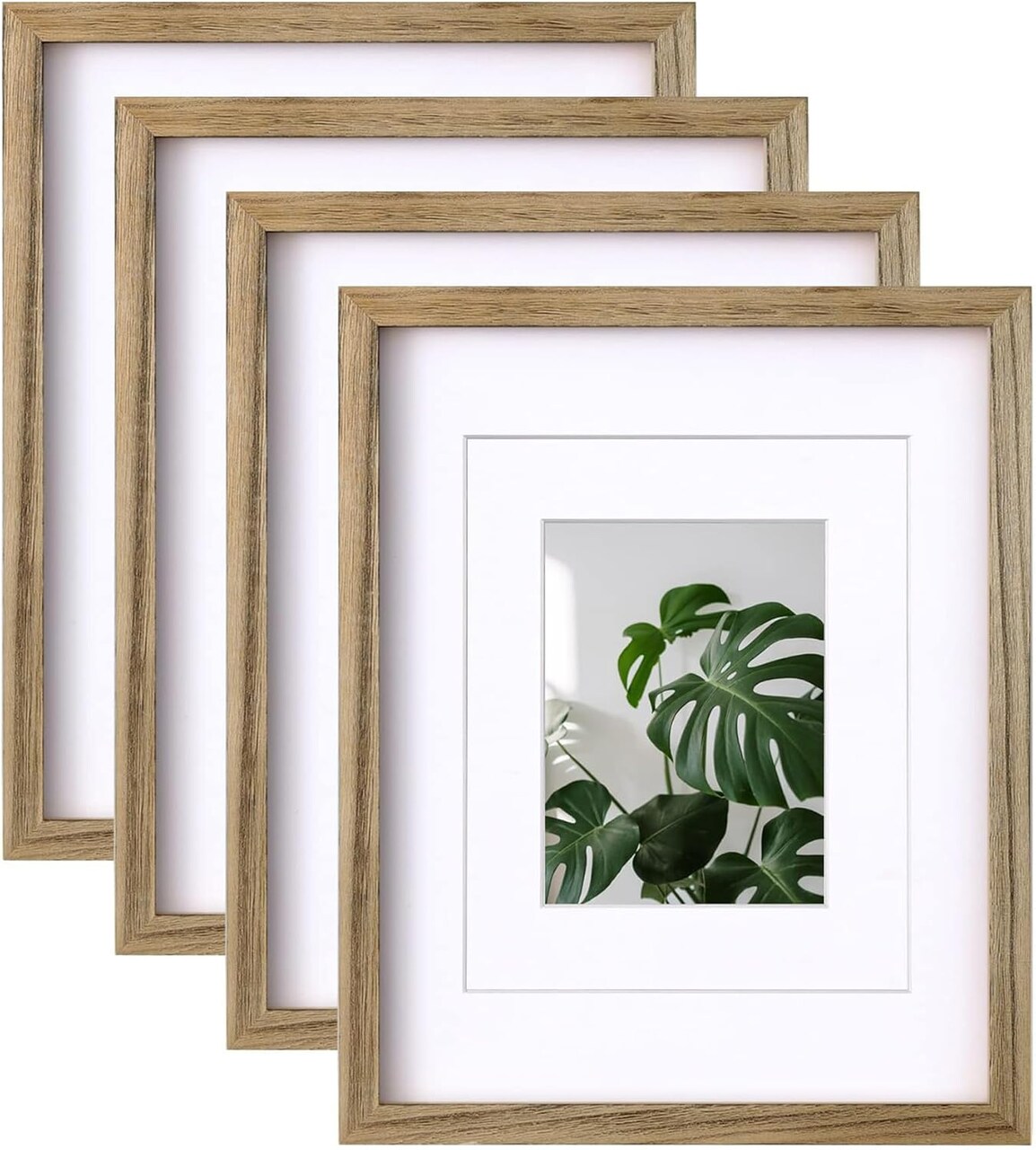11x14 Picture Frames with Plexiglass, Display Pictures 5x7/8x10 with Mat or 11x14 Without Mat Set of 4 for Tabletop and Wall Mounting, Carbonized Brown